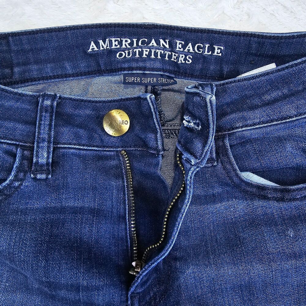 AE Super Stretch Jegging Dark Wash Skinny Jeans Women’s 4 Short - Picture 4 of 14
